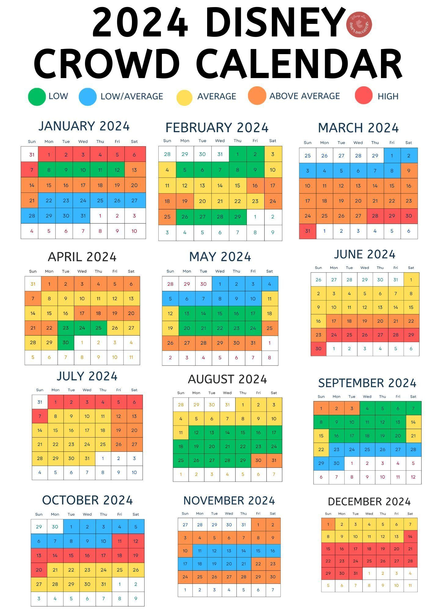 2024 Disney World Crowd Calendar - Disney With Dave&amp;#039;S Daughters | Disney World Crowd Calendar October 2024