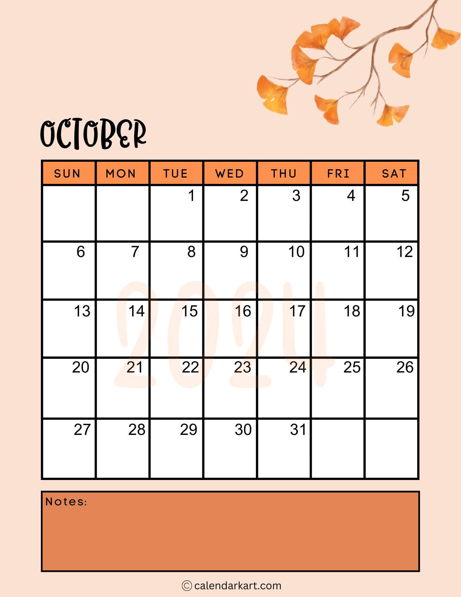 38 Printable October 2024 Calendars | Free Pdf - Calendarkart | October 12 2024 Calendar