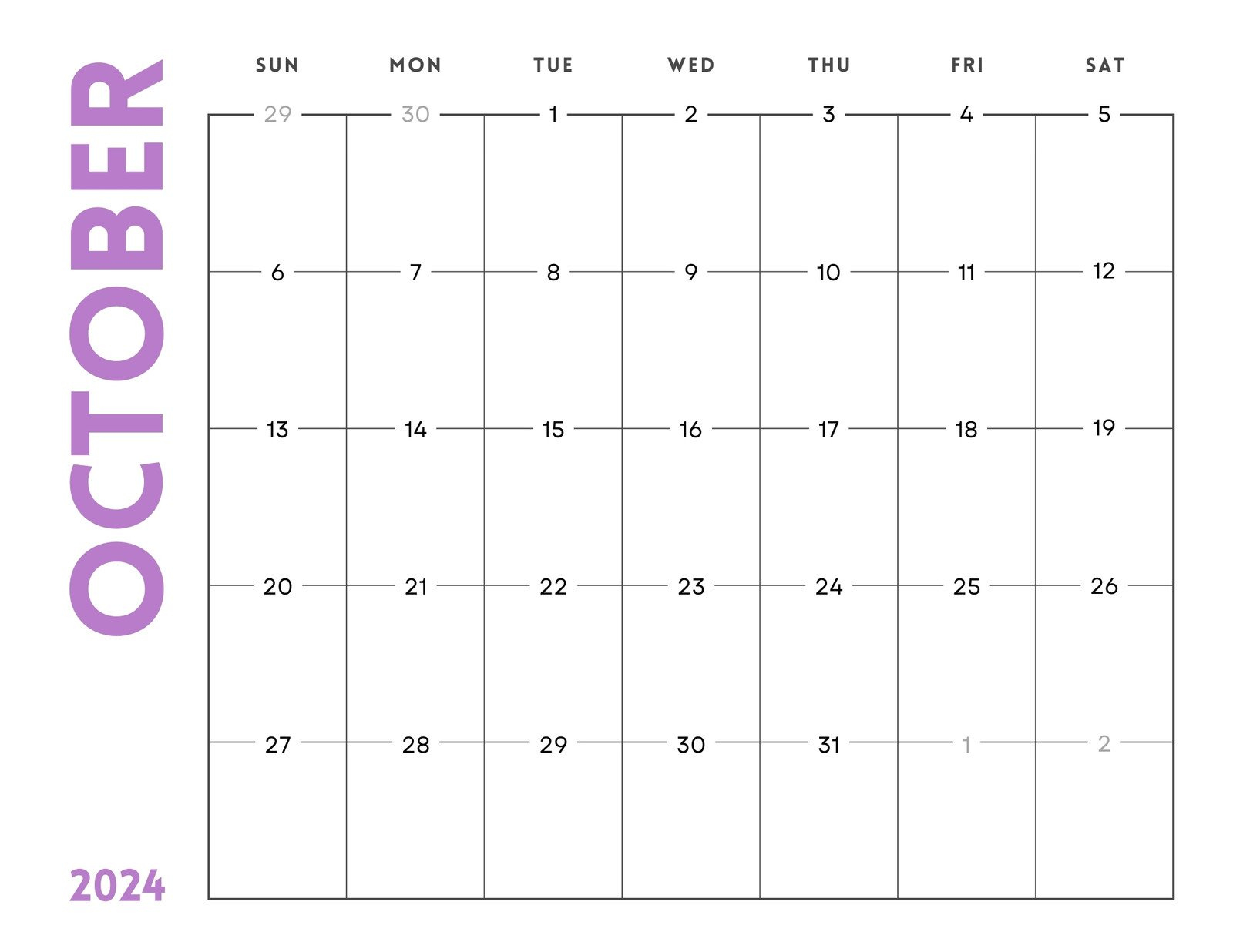 Free And Customizable October Templates | Free Printable October Monthly 2024 Calendar