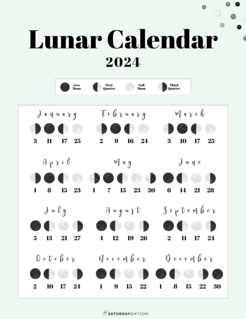 Moon Phase Calendar - Cute &amp;amp; Free Printable 2024 Lunar Calendar | Lunar Calendar 2024 October