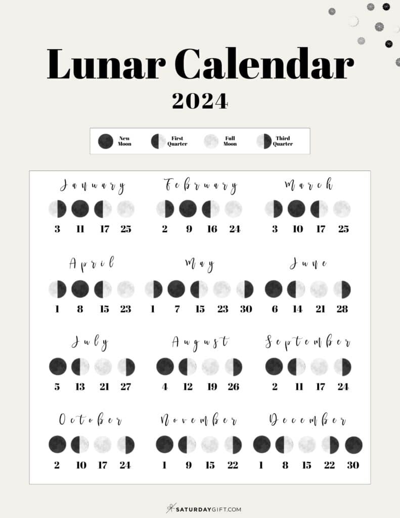 Moon Phase Calendar - Cute &amp;amp; Free Printable 2024 Lunar Calendar | Moon Phases Calendar October 2024