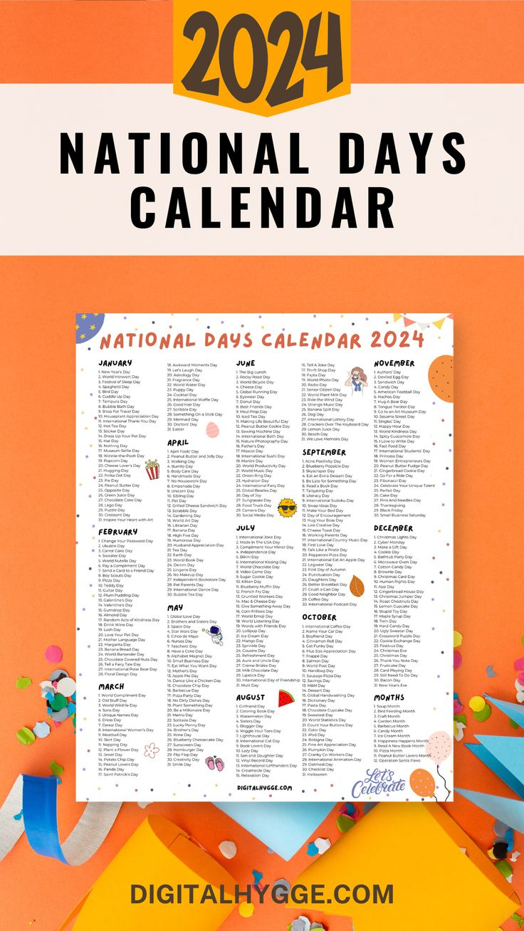 National Days Calendar 2024 Printable Pdf | National Calendar Day October 2024