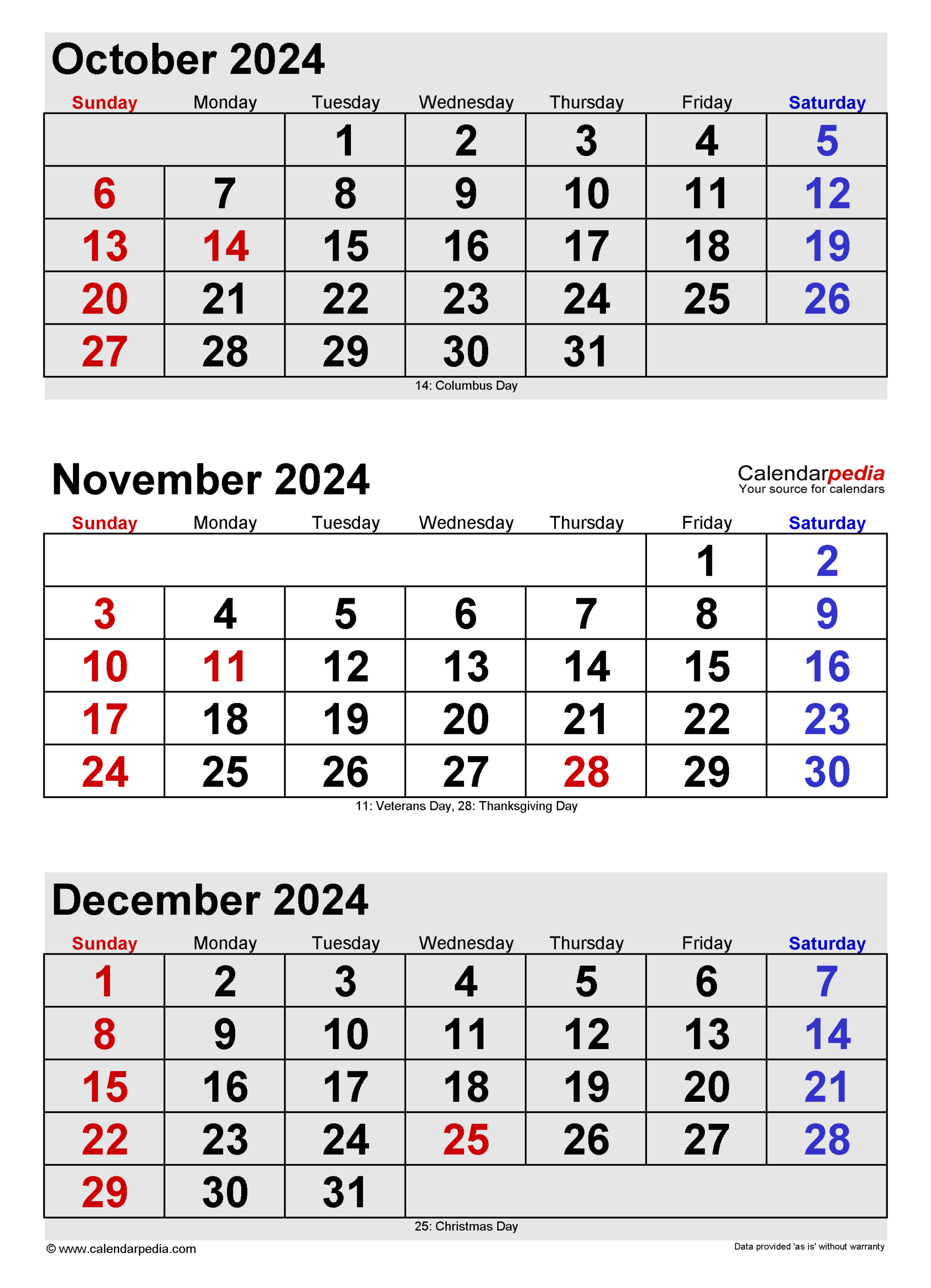 November 2024 Calendar | Templates For Word, Excel And Pdf | October-November 2024 Calendar Printable