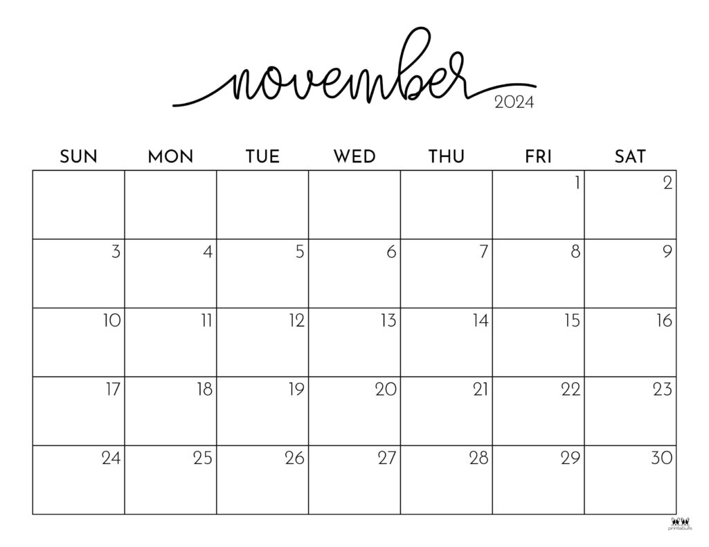 November 2024 Calendars - 50 Free Printables | Printabulls | October &amp;amp;amp; November 2024 Calendar