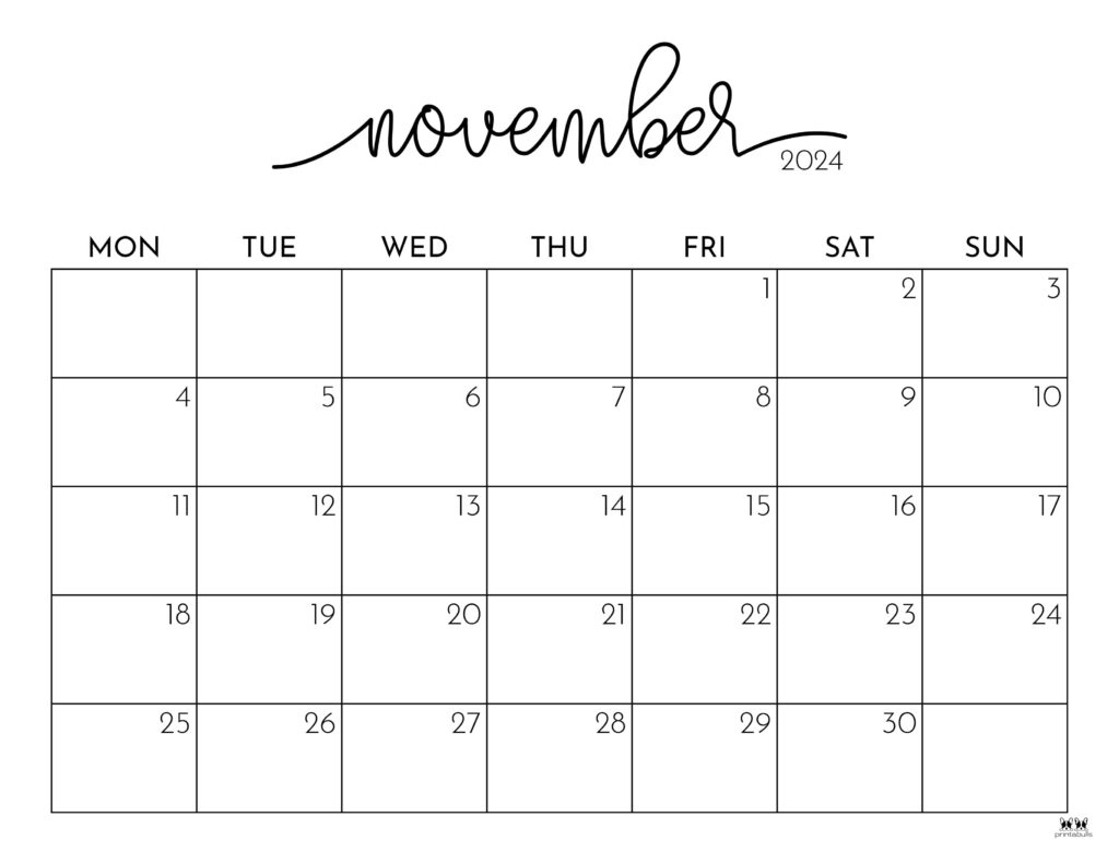 November 2024 Calendars - 50 Free Printables | Printabulls | October November Calendar 2024