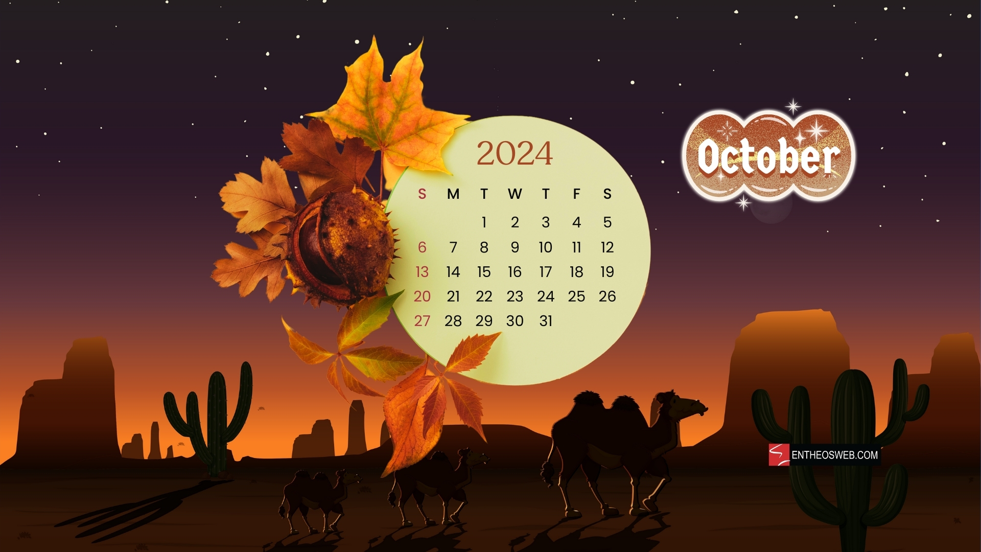 October 2024 Calendar Desktop Wallpaper Backgrounds | Entheosweb | October 2024 Calendar Wallpaper