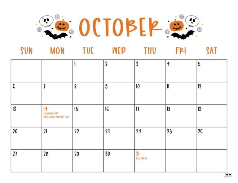 October 2024 Calendars - 50 Free Printables | Printabulls | Cute Calendar October 2024