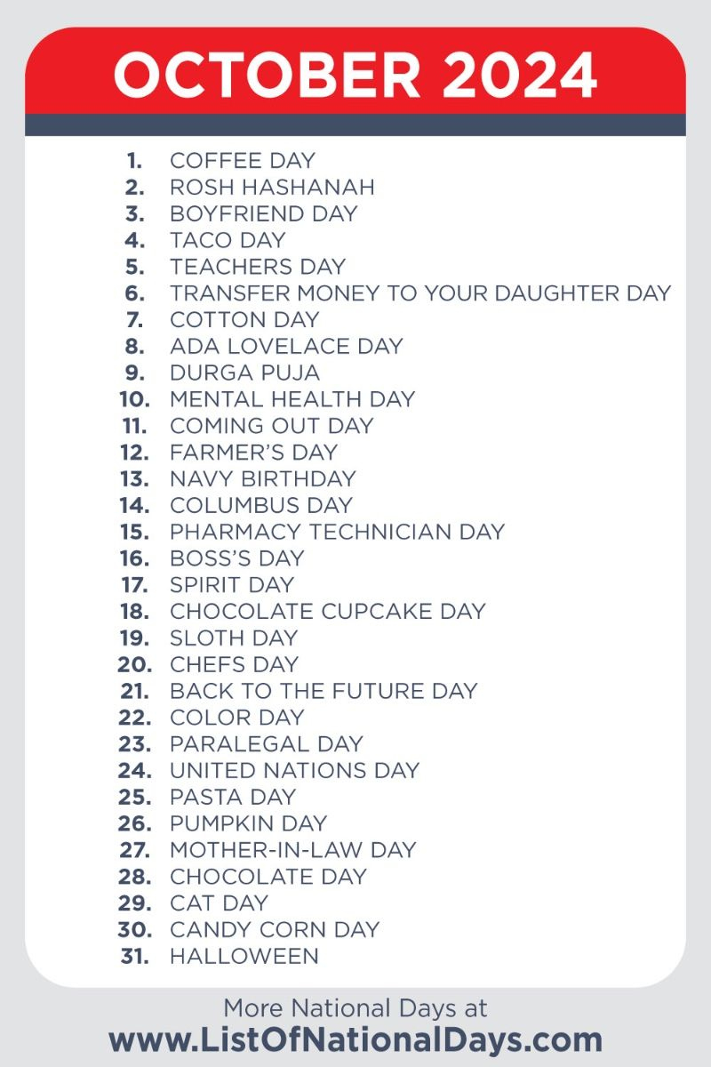 October 2024 National Days | National Calendar Day October 2024