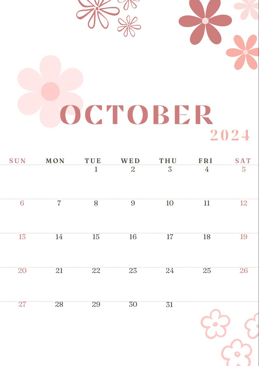 October Calendar 2024, October Calendar, Calendar Background | October 2024 Calendar Aesthetic