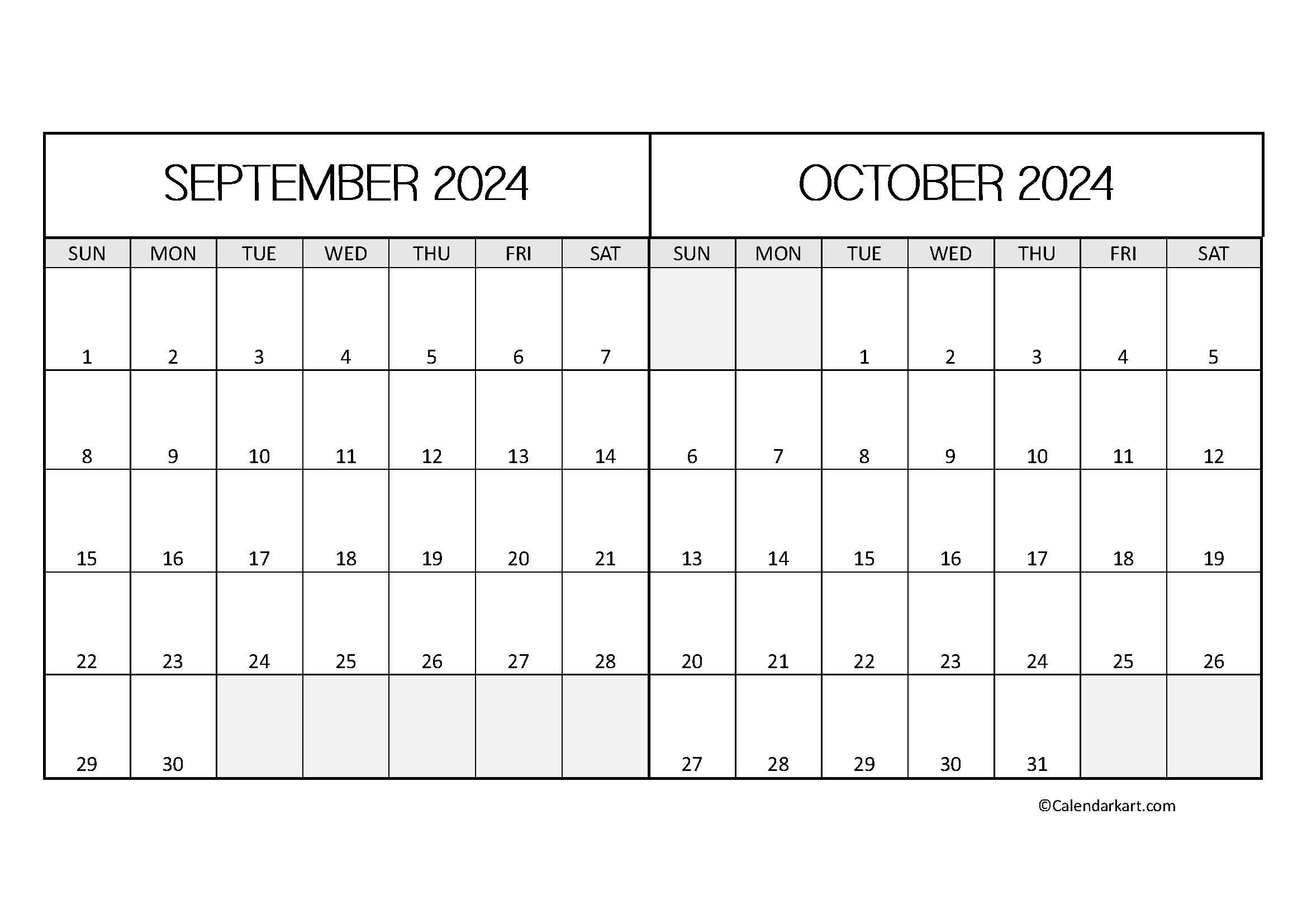 Printable November December 2024 Calendars | Calendarkart | October-December 2024 Calendar