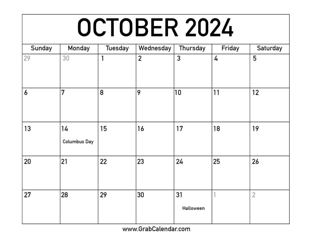 October Holidays 2024 Holiday Calendar Printable Calendar 2024