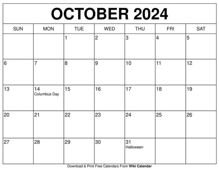 Printable October 2024 Calendar Templates With Holidays | 2024 Calendar Printable October