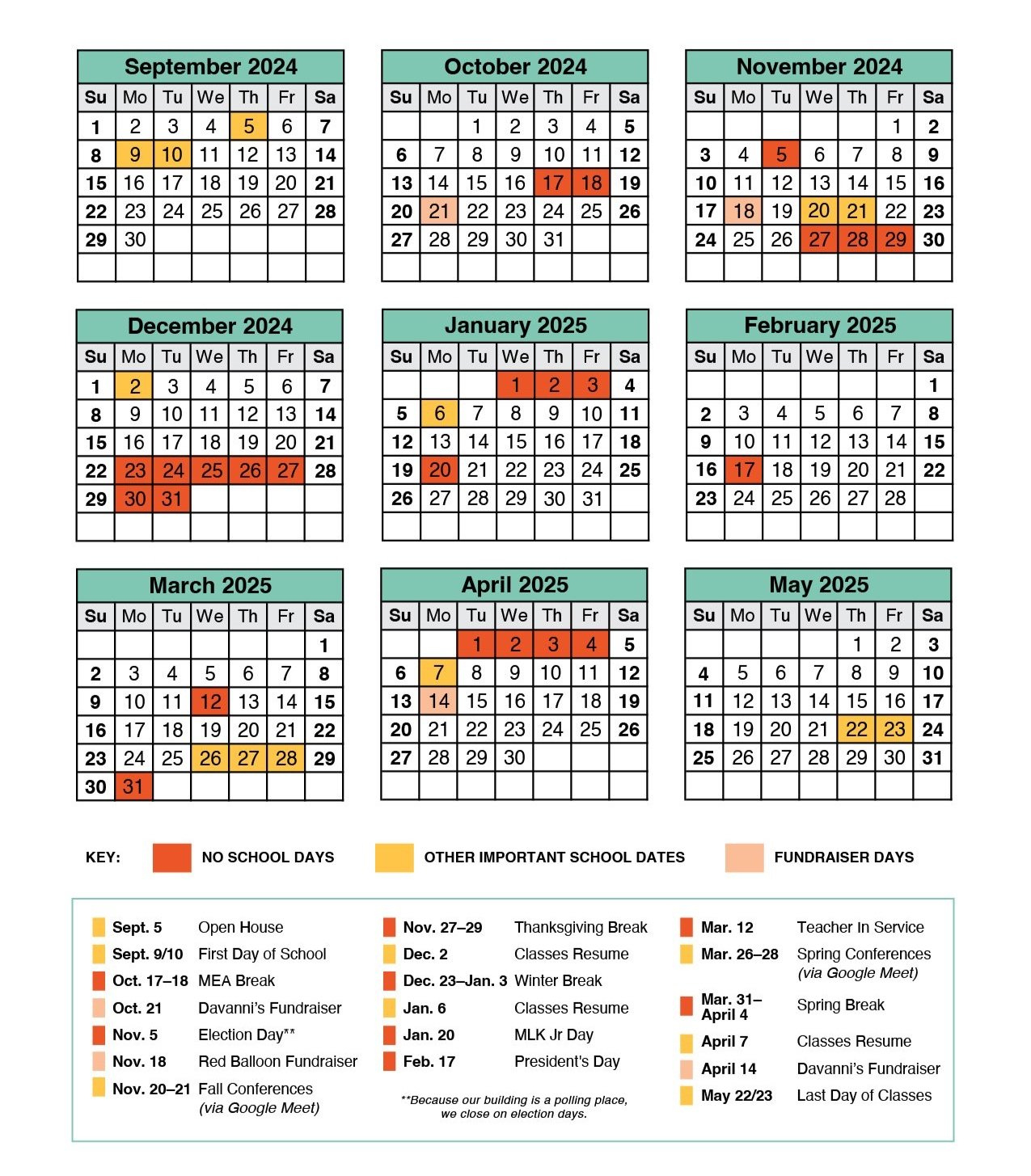 School Calendar — Macalester Plymouth Preschool | Mea 2024 Dates October School Calendar