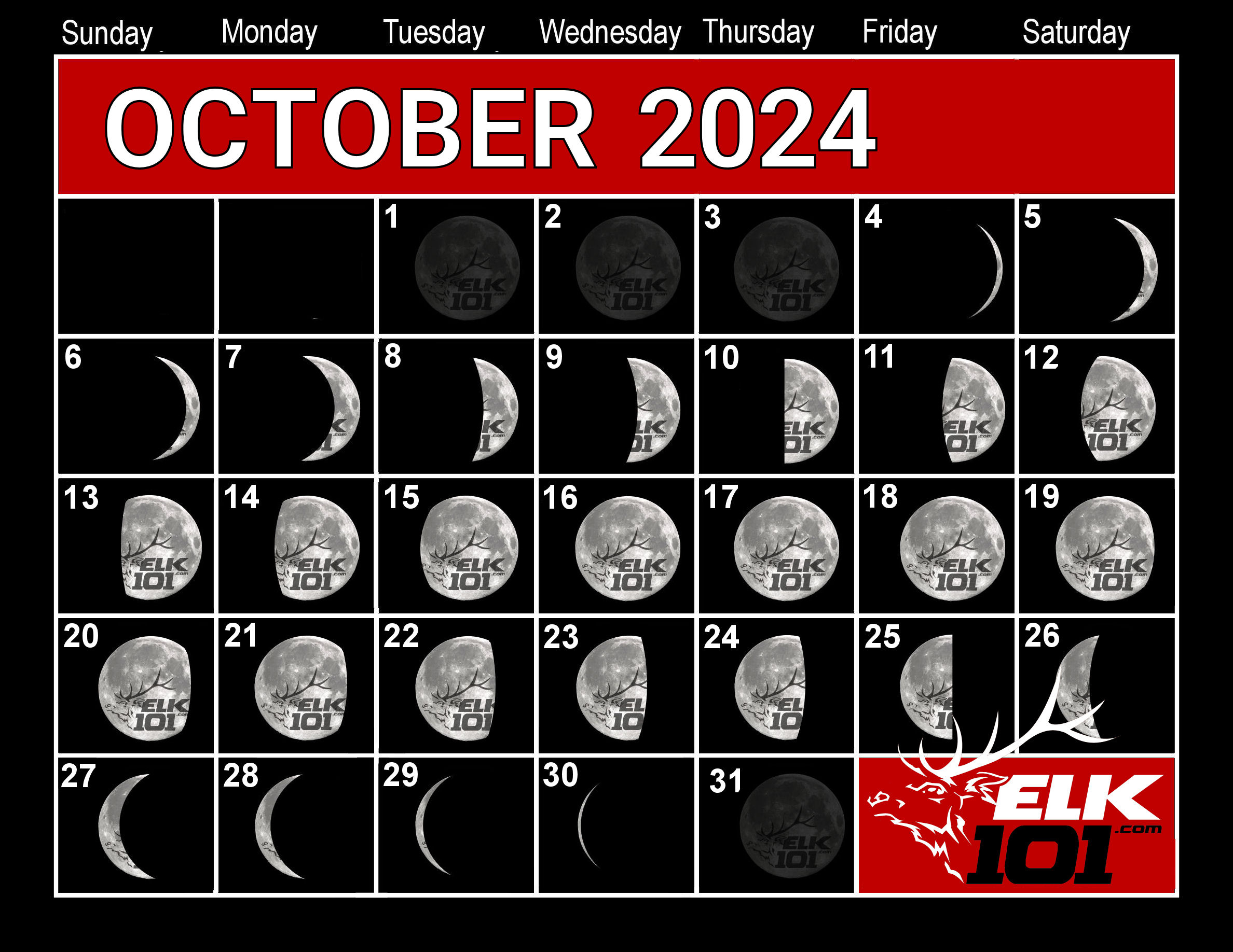 The Best Week For Hunting Elk In 2024 | Elk101 | Eat. Sleep | Moon Phase Calendar October 2024