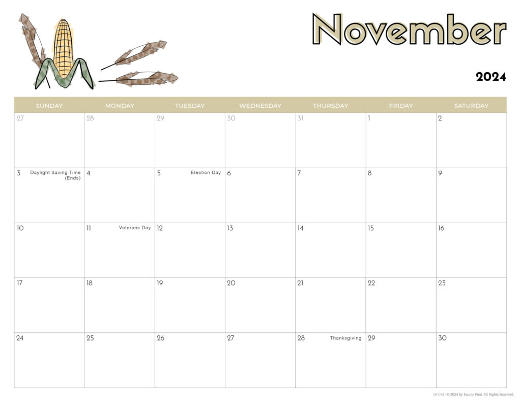 2024 November Calendar Printable Free Kids Printable Calendar 2024