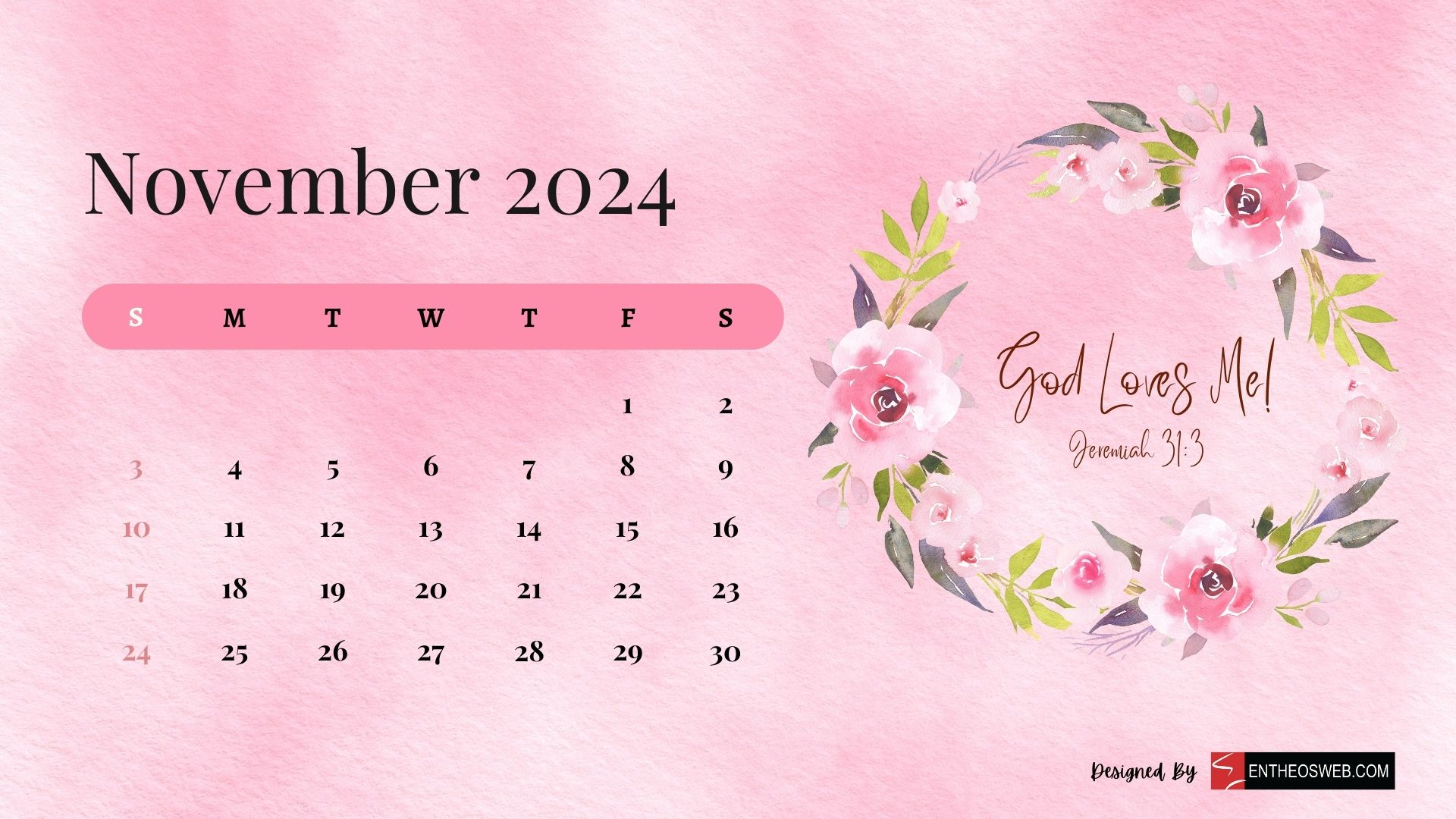 2024 Christian Calendar Wallpaper | Entheosweb | Printable November 2024 Calendar With Scripture