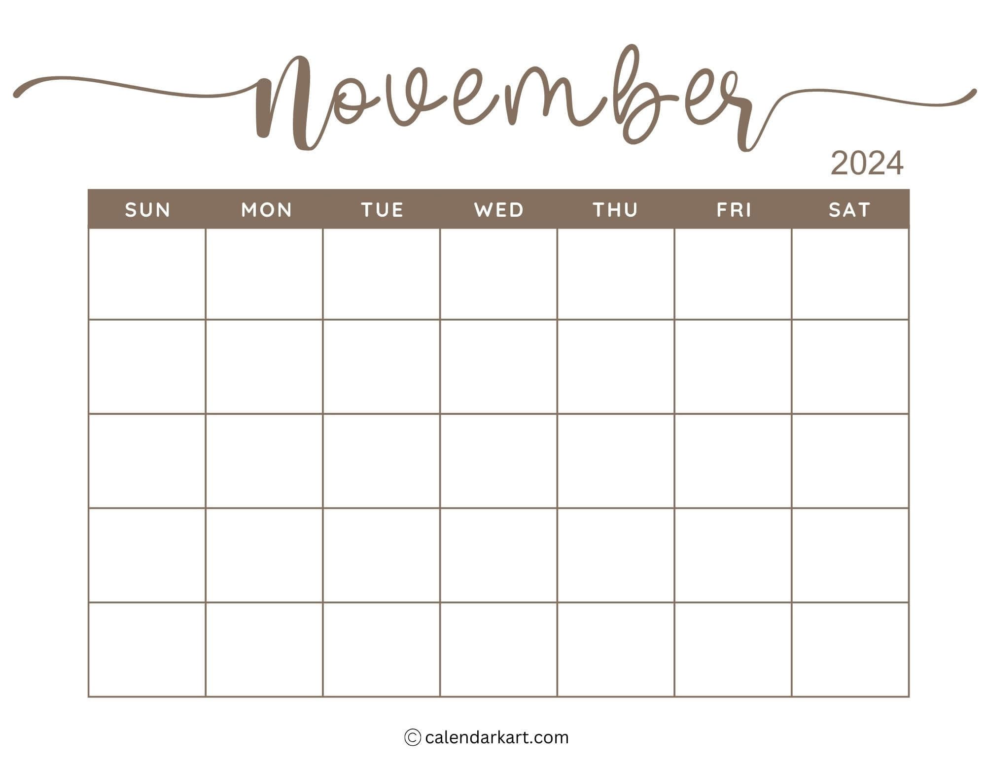 38 Printable November 2024 Calendars | Free Pdf - Calendarkart | Calendar 2024 November Printable Mon Sun