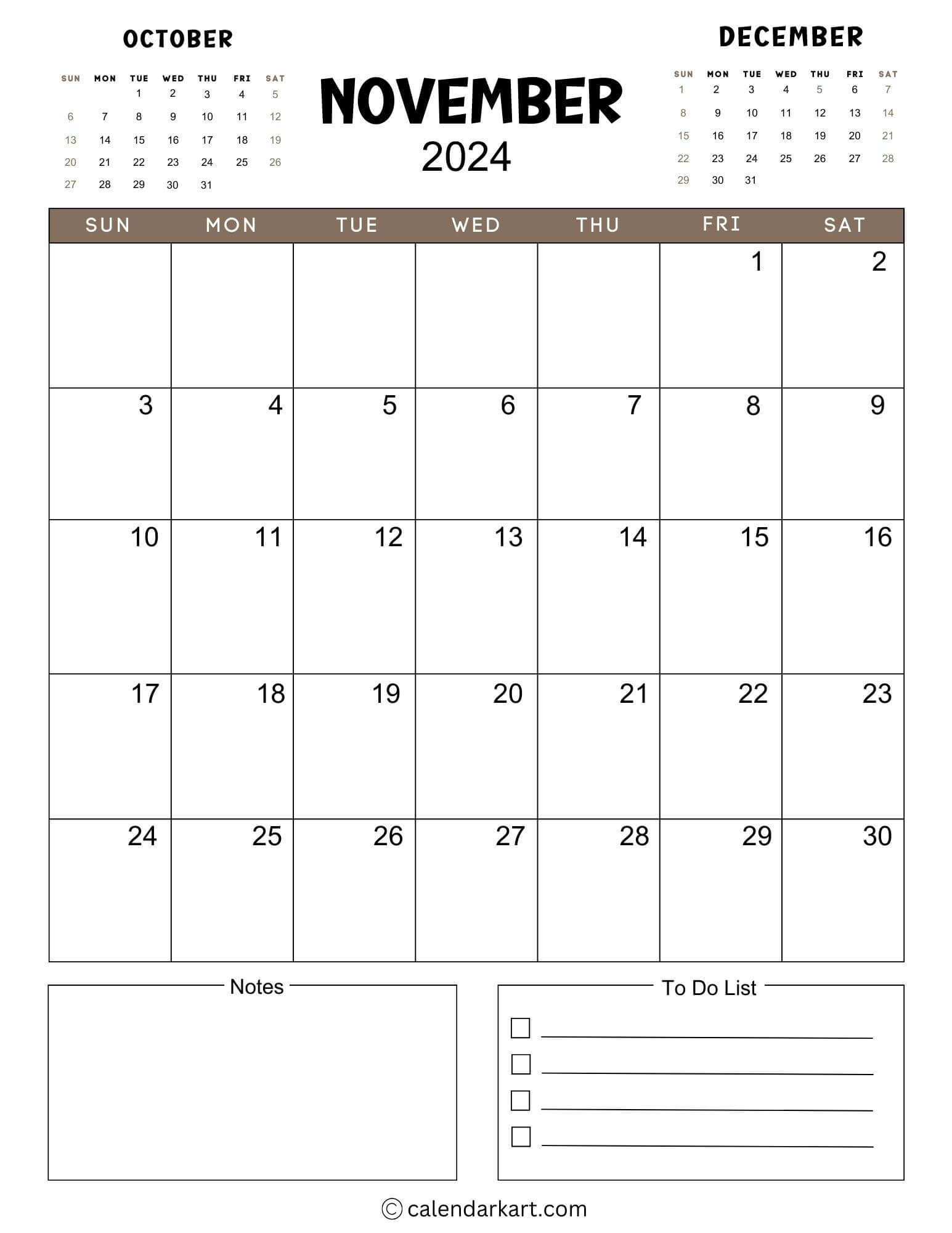 38 Printable November 2024 Calendars | Free Pdf - Calendarkart | Printable Square November 2024 Calendar