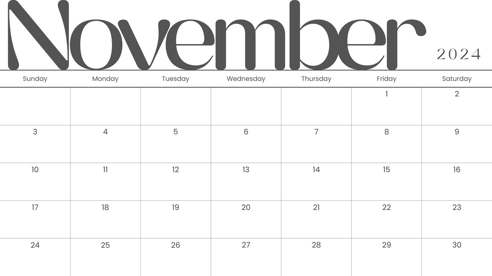 Free And Printable November 2024 Calendar Templates | Canva | 2024 Calendar Printable Monthly November