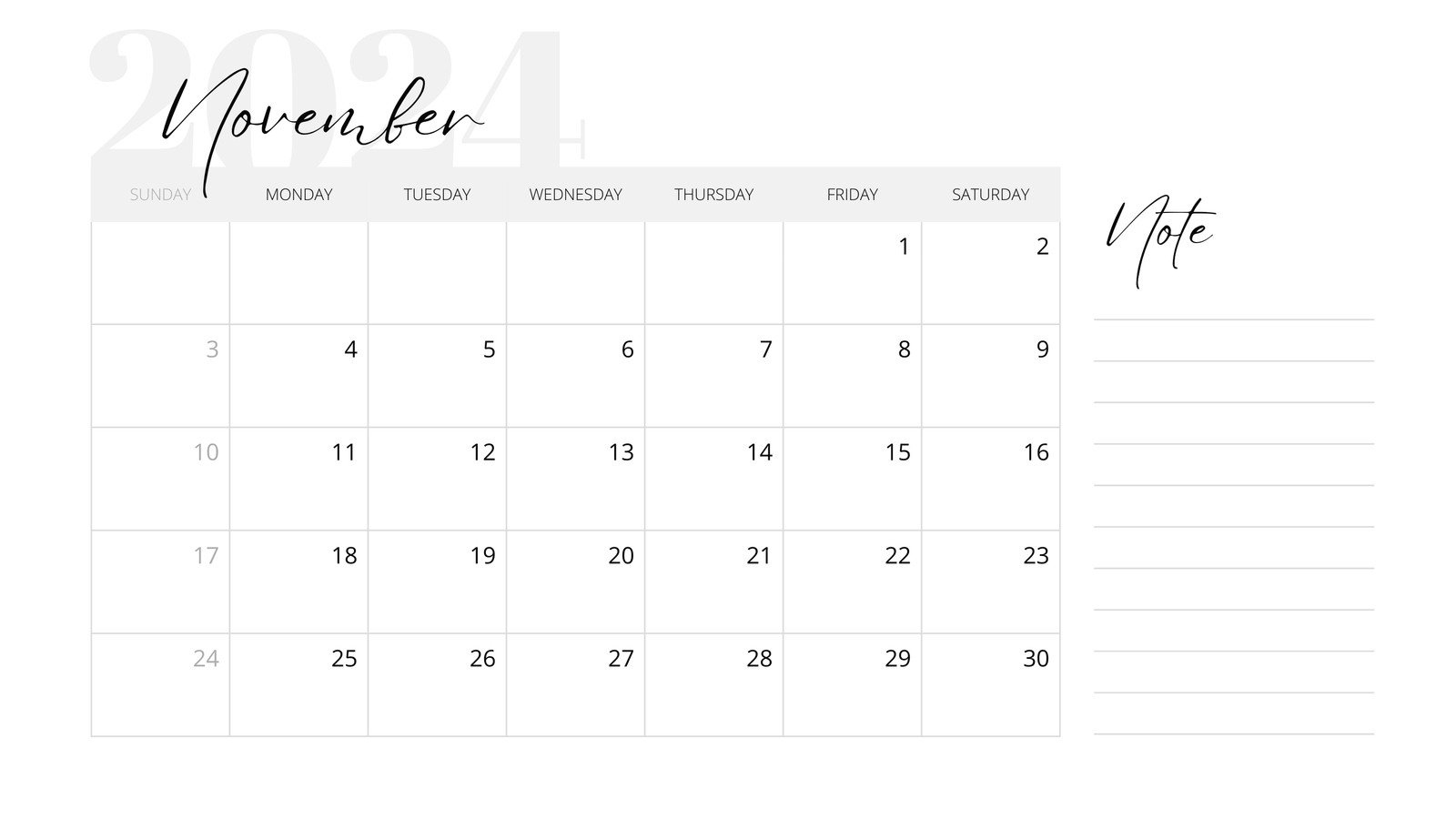 Free And Printable November 2024 Calendar Templates | Canva | Calendar 2024 November Printable With Notes