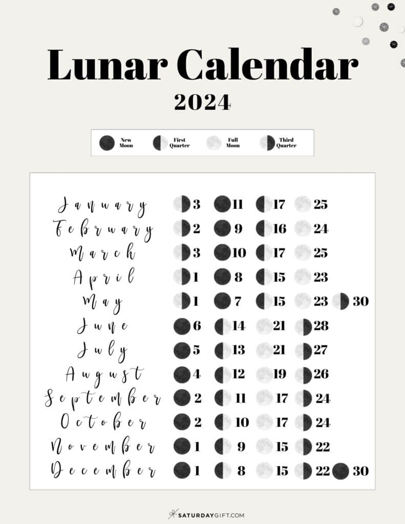 Moon Phase Calendar - Cute &amp;amp; Free Printable 2024 Lunar Calendar | Printable Moon Calendar November 2024