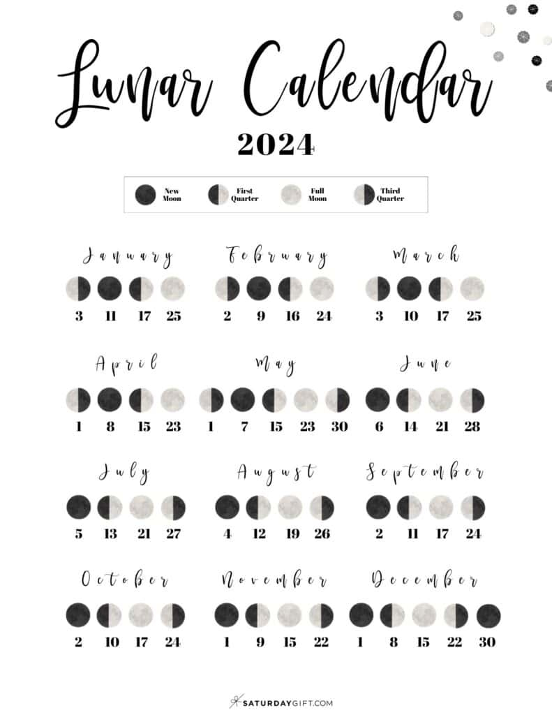 Moon Phase Calendar - Cute &amp;amp; Free Printable 2024 Lunar Calendar | Printable Moon Phase Calendar November 2024