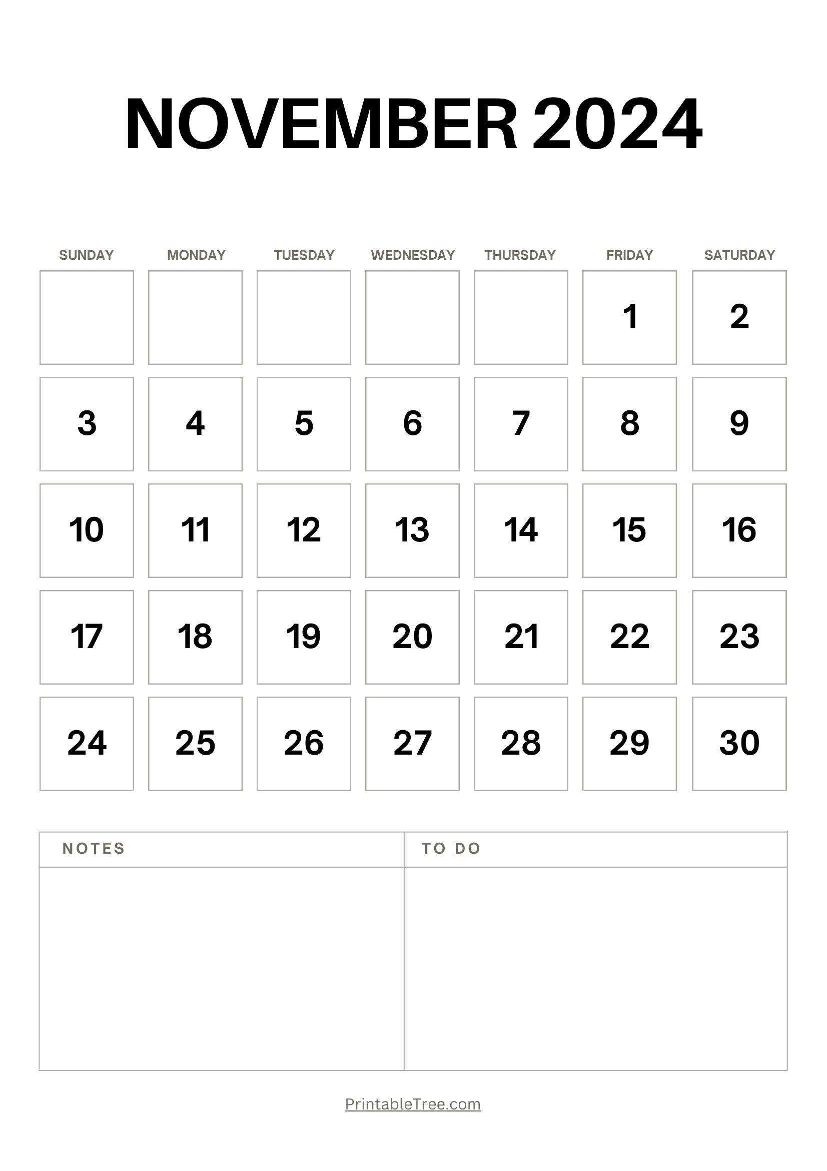 Printable November 2024 Calendar To Fill Printer Paper Printable