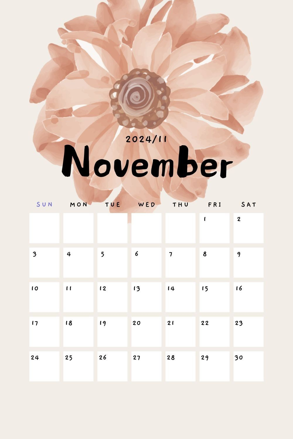 November 2024 Calendar Printable | Printable November 2024 Calendar Pinterest