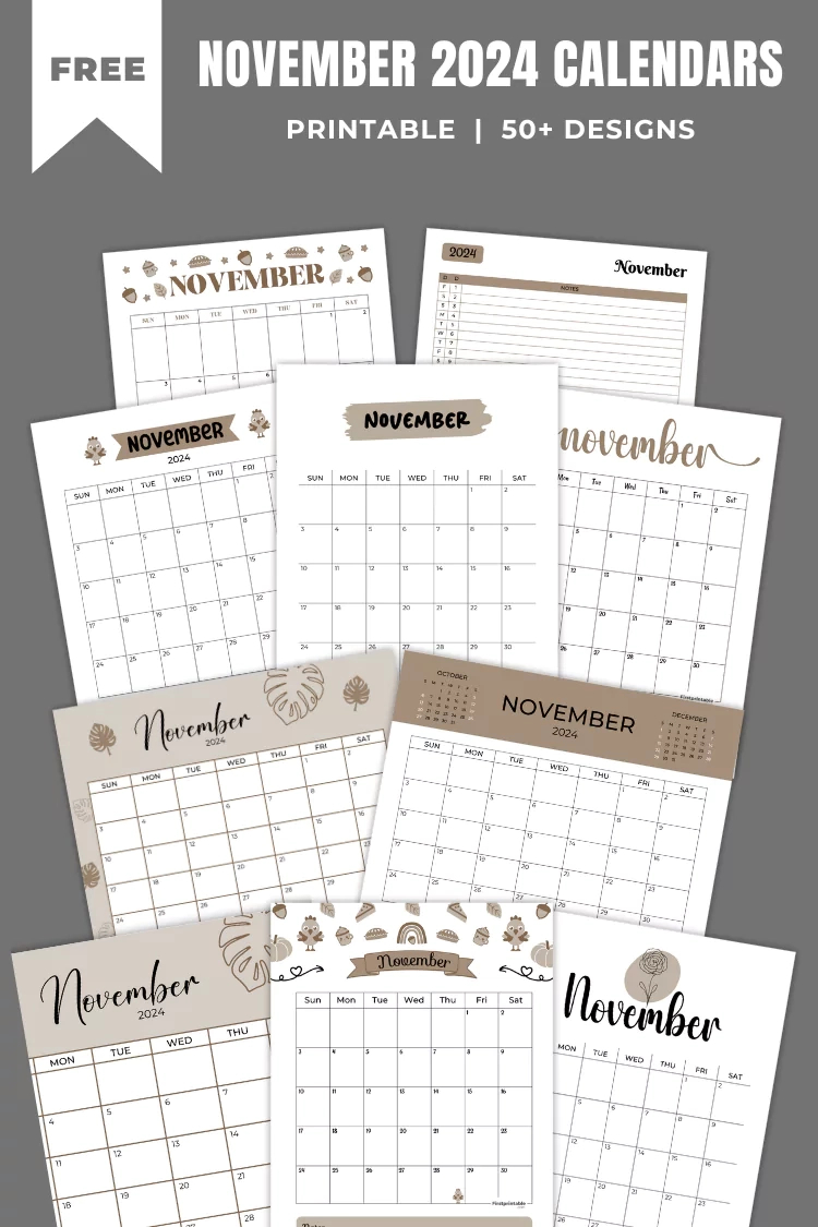 November 2024 Calendars | 40 Free Printable Pdf | Printable Turkey Calendar Numbers November 2024