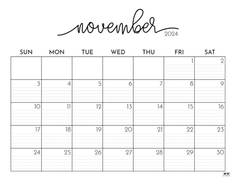 November 2024 Calendars - 50 Free Printables | Printabulls | 2024 and 2024 Calendar Printable November