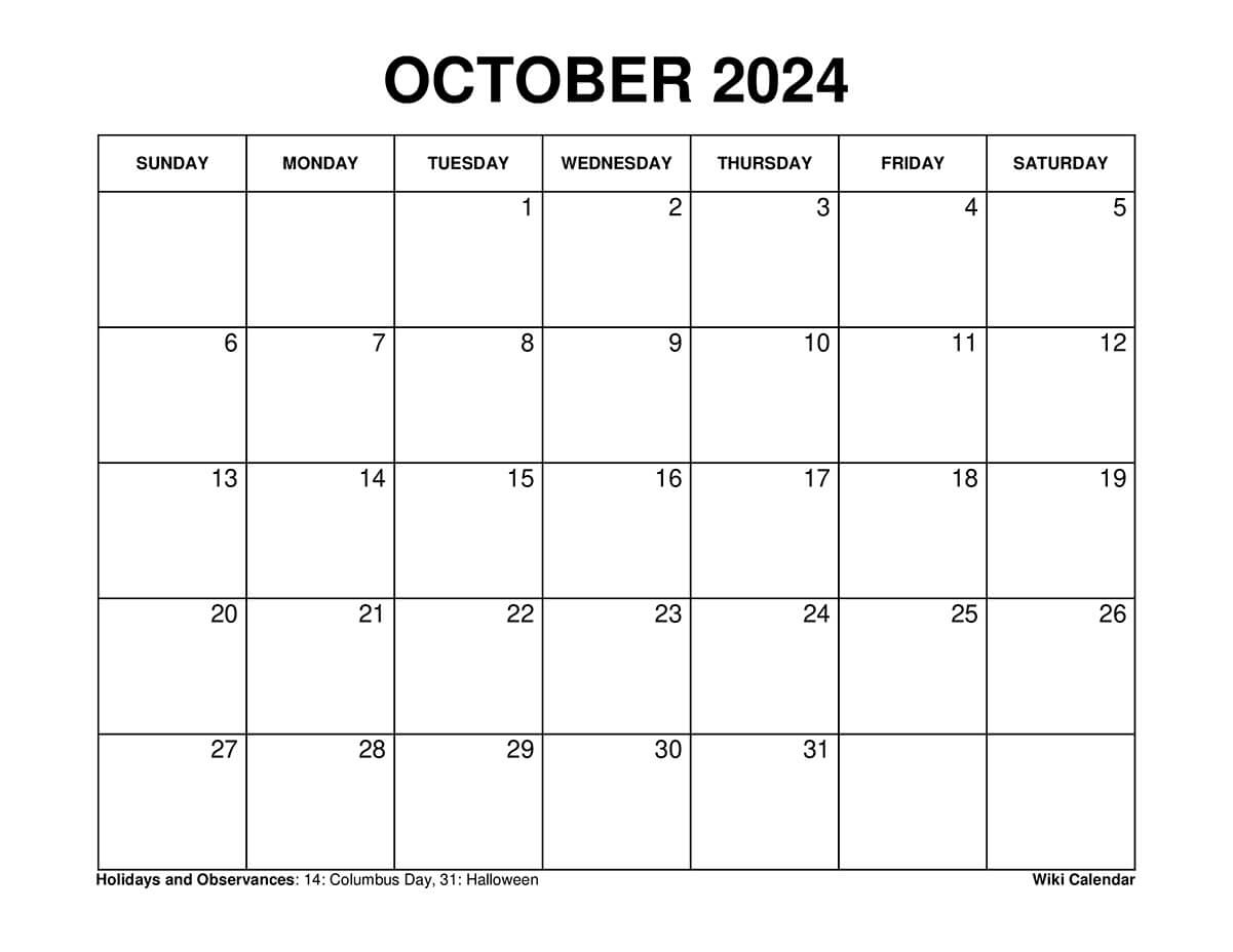 Printable October 2024 Calendar Templates With Holidays | 8 X 11 Printable Calendar 2024 October November December