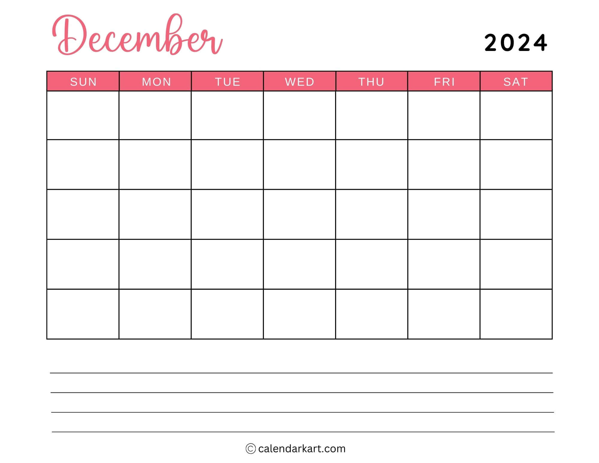 40 Printable December 2024 Calendars | Free Pdf - Calendarkart | Calendar 2024 December Printable Mon-Sun