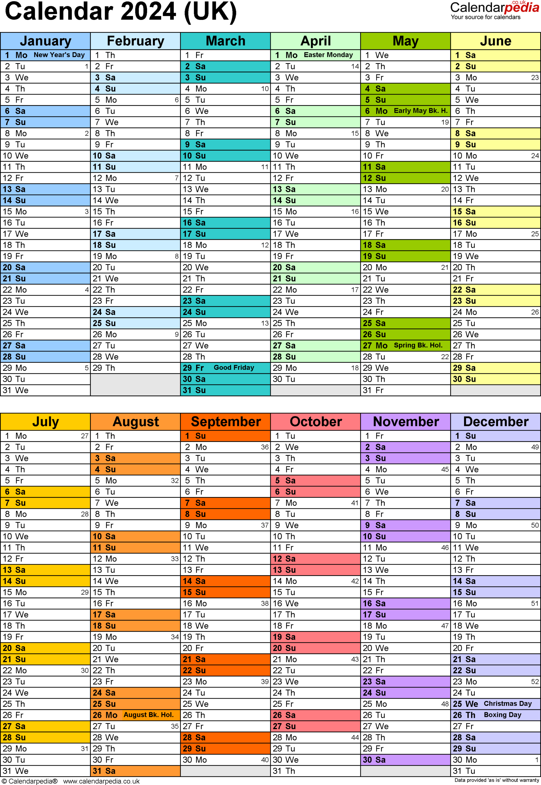 Calendar 2024 (Uk) - Free Printable Pdf Templates | December 2024 Calendar Printable With Large Blocks