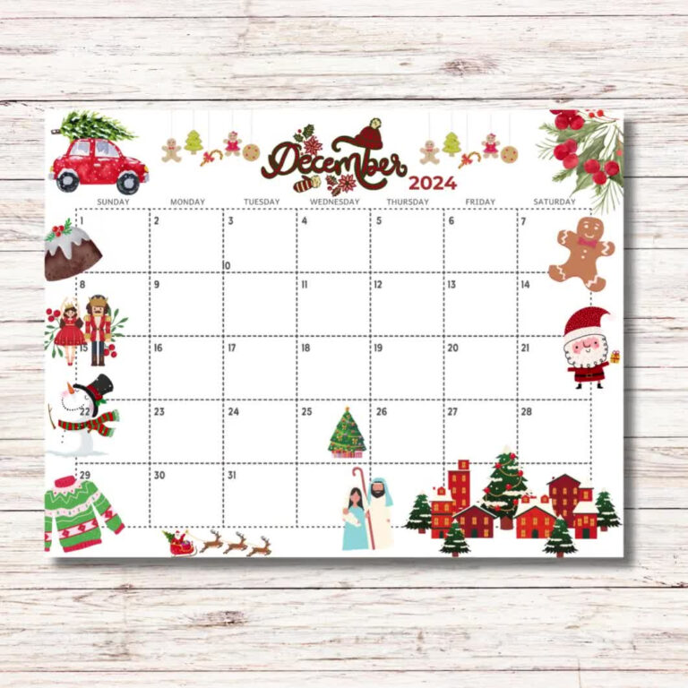 December 2024 Calendar Printable Kids Calendar 2024 Wall Calendar | December 2024 Calendar Printable Kids