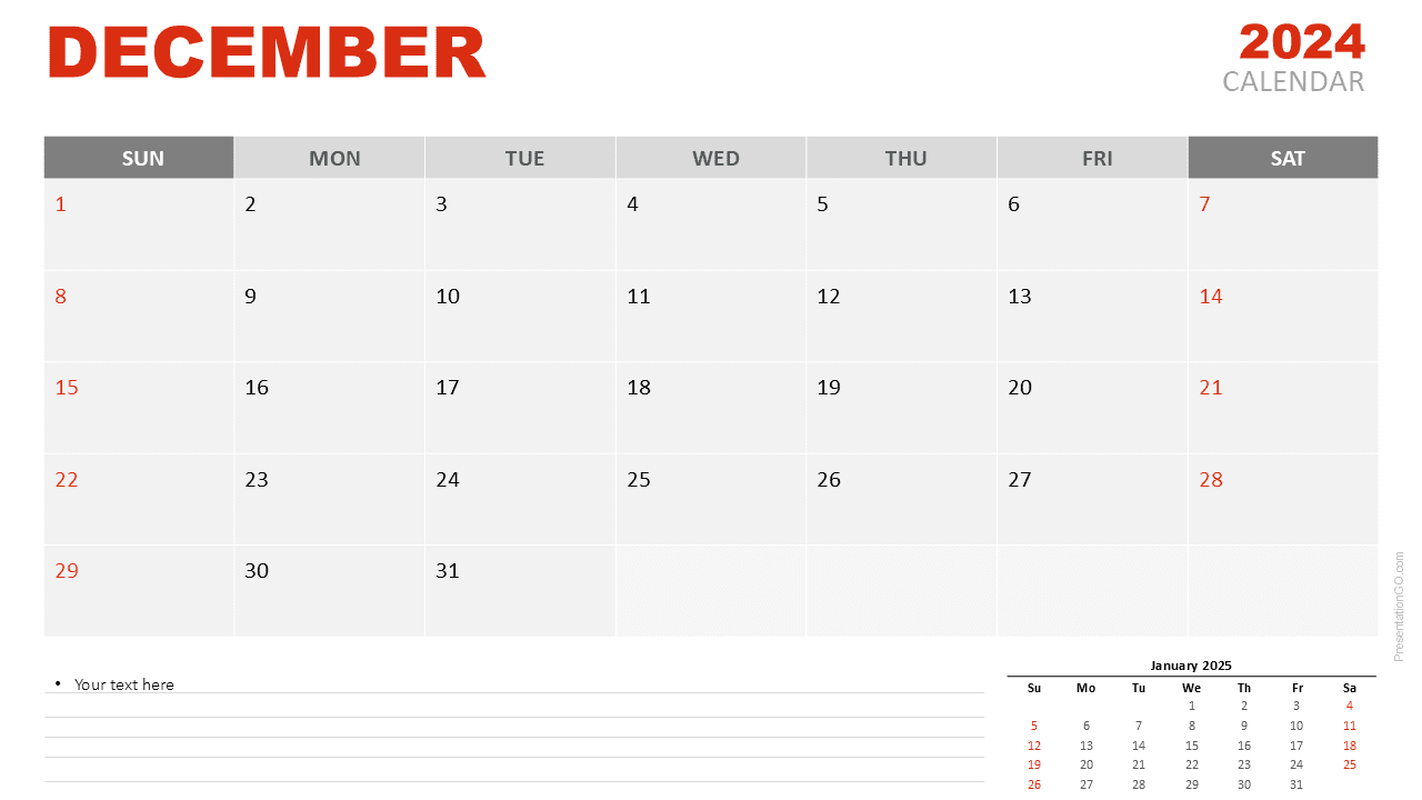 December 2024 Calendar Template For Powerpoint &amp;amp; Gslides | Google Calendar December 2024 Printable