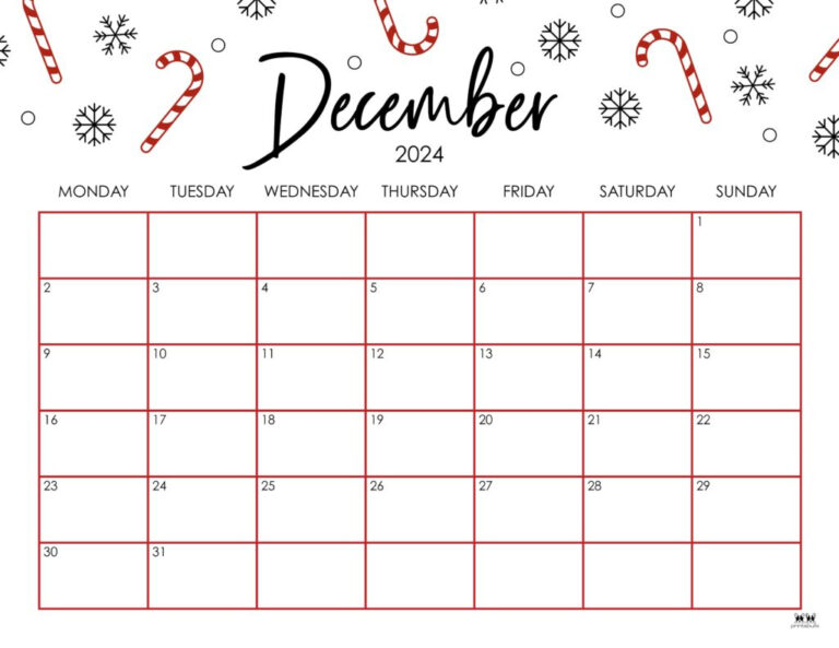 December 2024 Calendars - 50 Free Printables | Printabulls | Cute Printable Calendar 2024 December