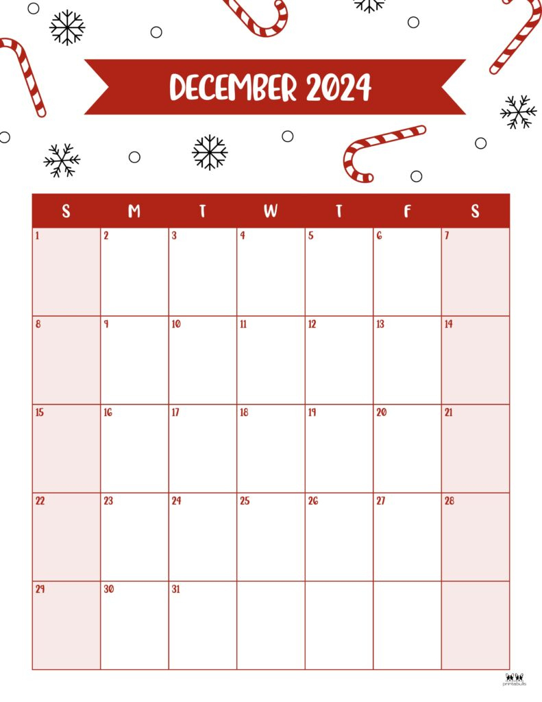 December 2024 Calendars - 50 Free Printables | Printabulls | December 2024 Calendar Printable Vertical