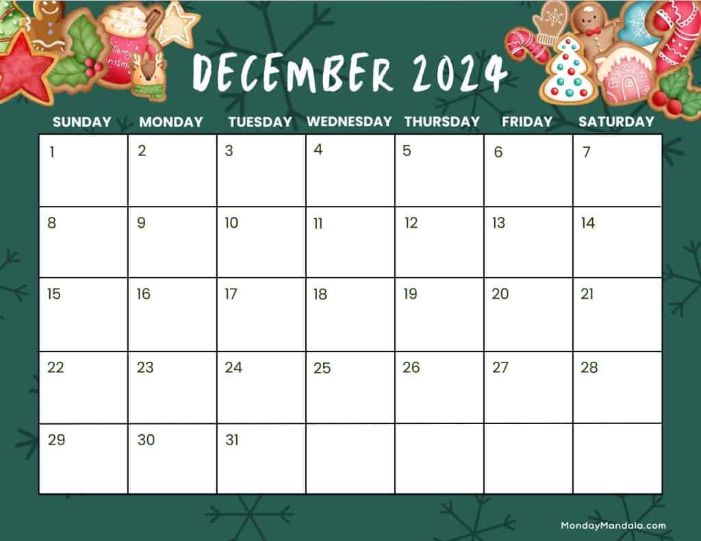 December 2024 Calendars (52 Free Pdf Printables) | December 2024 Calendar Christmas Printable Free