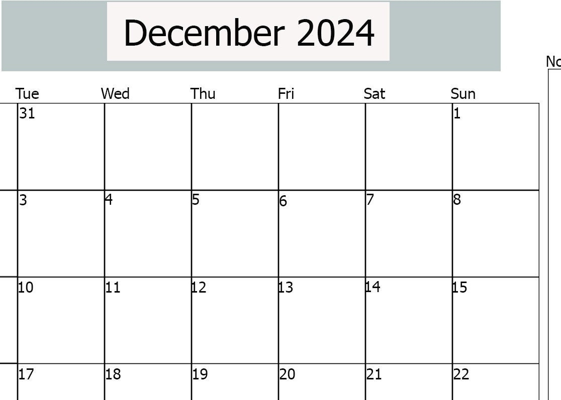 December 2024 Printable Calendar, Horizontal Calendar, December | 2024 December Calendar 8.5X11 Horizontal Printable