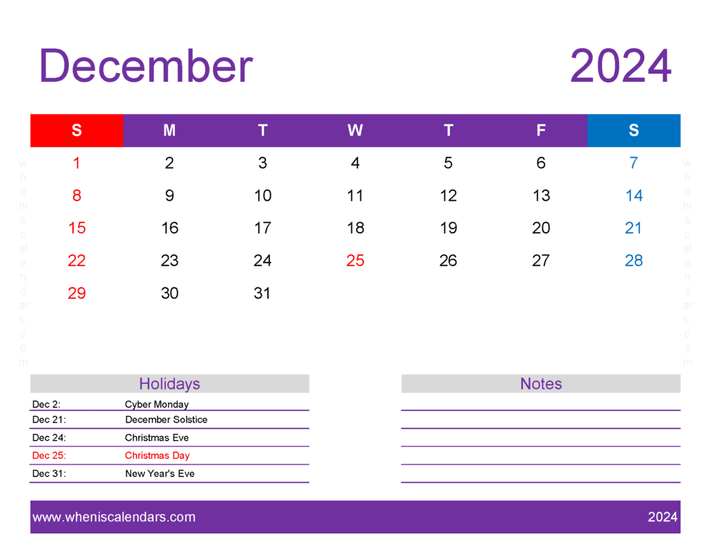 December 2024 Printable Calendar Waterproof Monthly Calendar | December 2024 Calendar Printable Waterproof