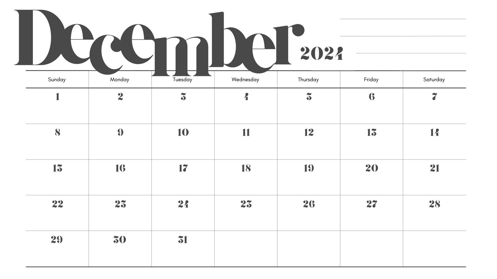 Free, Printable December 2024 Calendar Templates | Canva | December 2024 Calendar Printable Planner