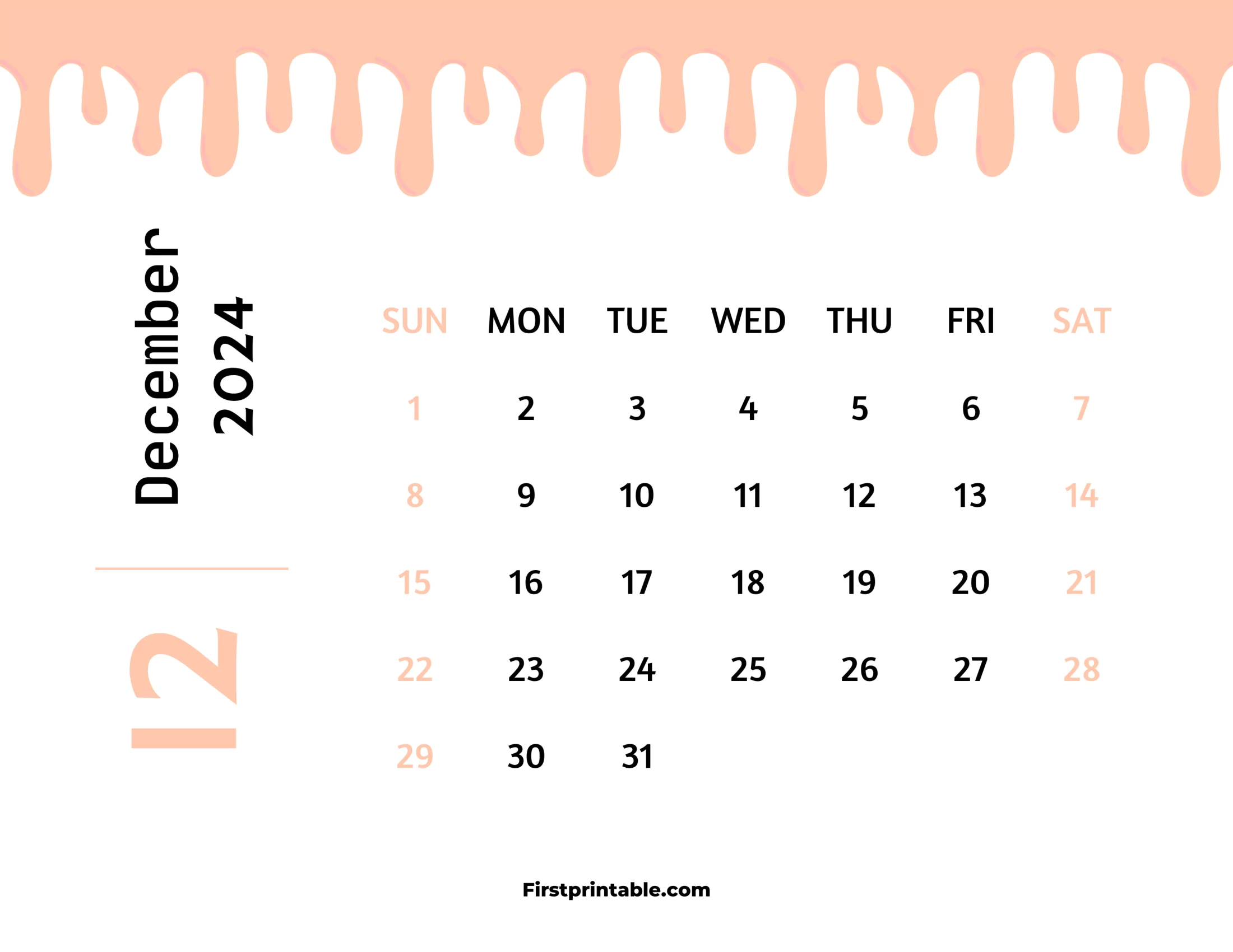 Free Printable &amp;amp; Fillable December Calendars 2024 | 2024 Apr December Calendar Printable