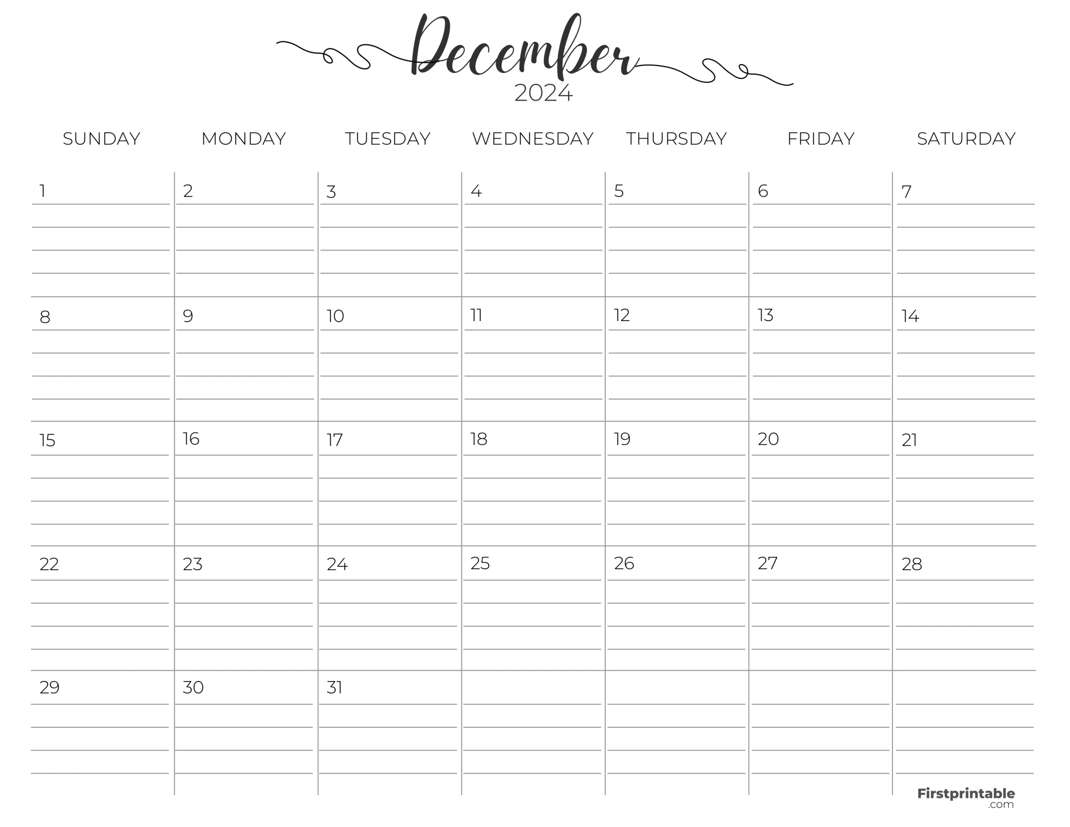 Free Printable &amp;amp; Fillable December Calendars 2024 | 2024 December Calendar For Printable Calendar