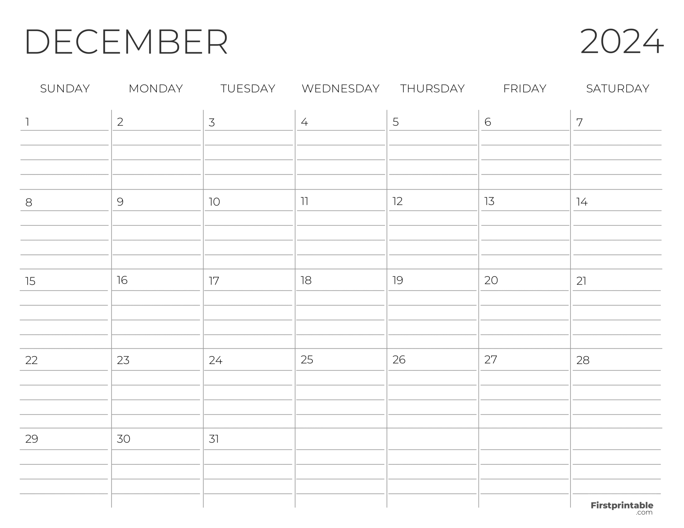 Free Printable &amp;amp; Fillable December Calendars 2024 | December 2024 Calendar With Holidays First Printable