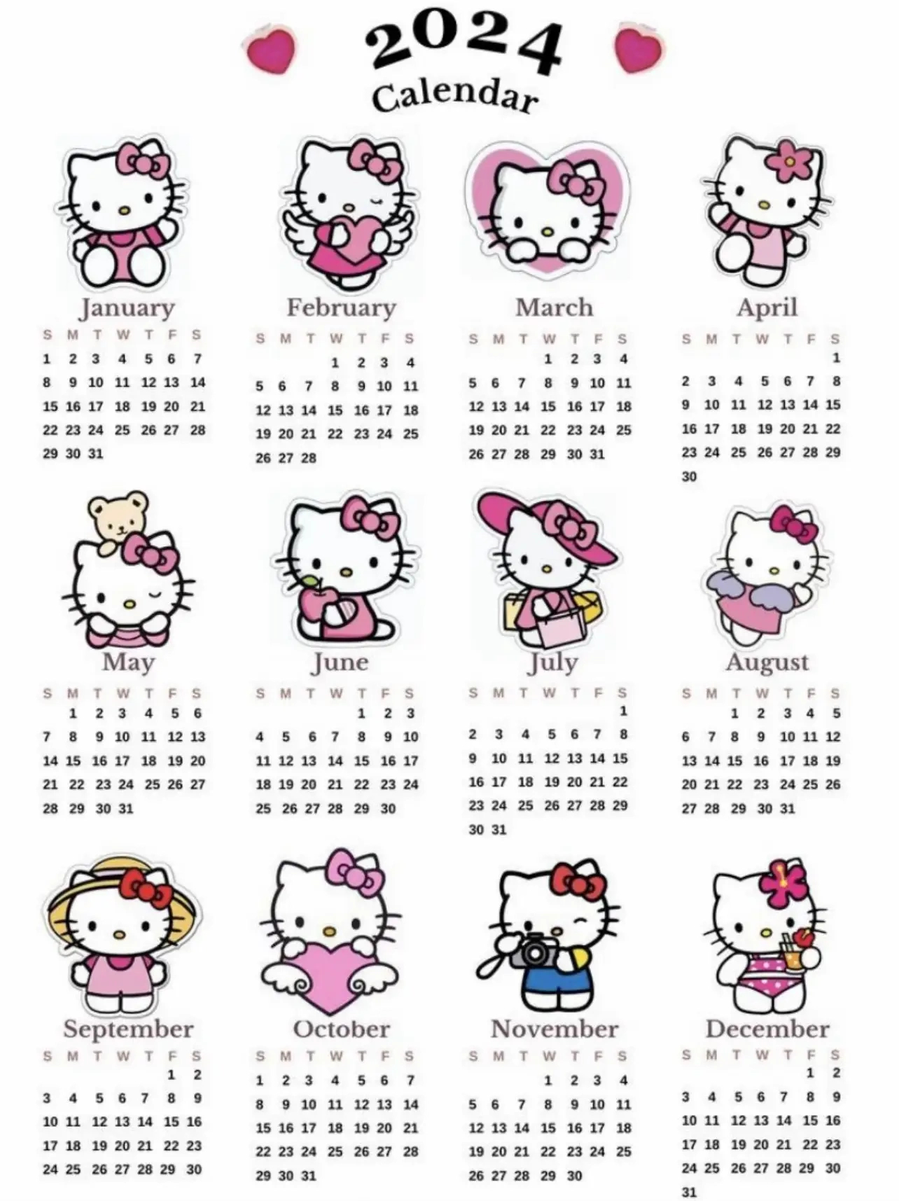 Hello Kitty 2024 Calendar 💘 | Gallery Postedjanette | Lemon8 | December 2024 Hello Kitty Calendar Printable