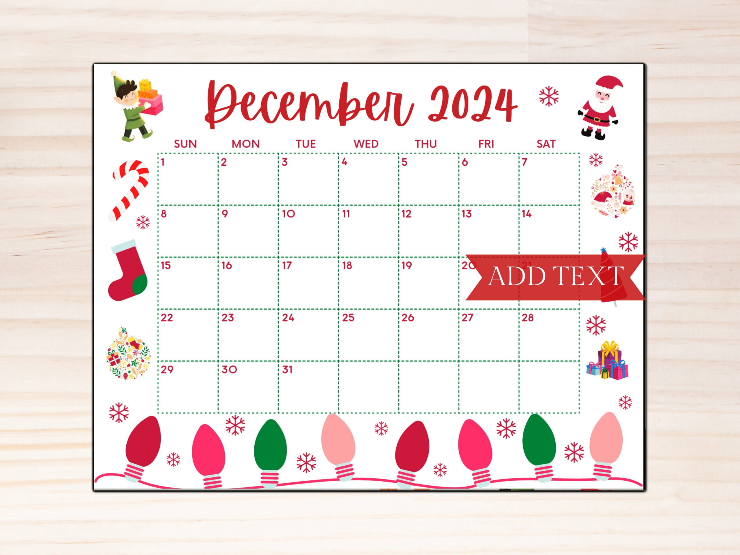 Monatskalender Dezember 2024, Weihnachtskalender | December 2024 Calendar With Holidays Printable