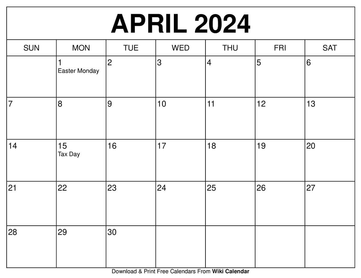 Printable April 2024 Calendar Templates With Holidays | 2024 Apr December Calendar Printable