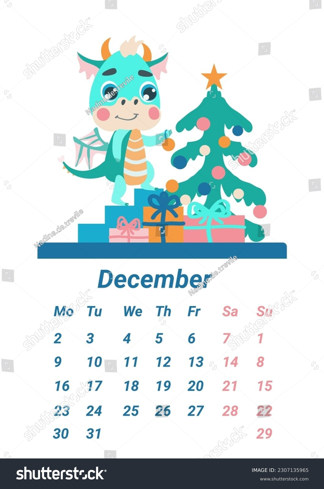 Vertical Page Childrens Calendar Small Green Stock Vector (Royalty | December 2024 Children&amp;#039;S Calendar Printable