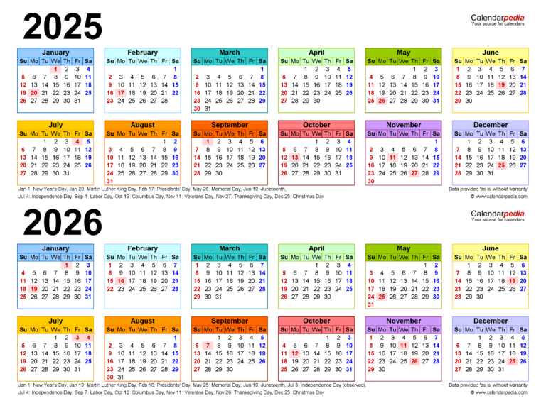 2025-2026 Two Year Calendar - Free Printable Pdf Templates | 2025 and 2026 Calendar Printable Free