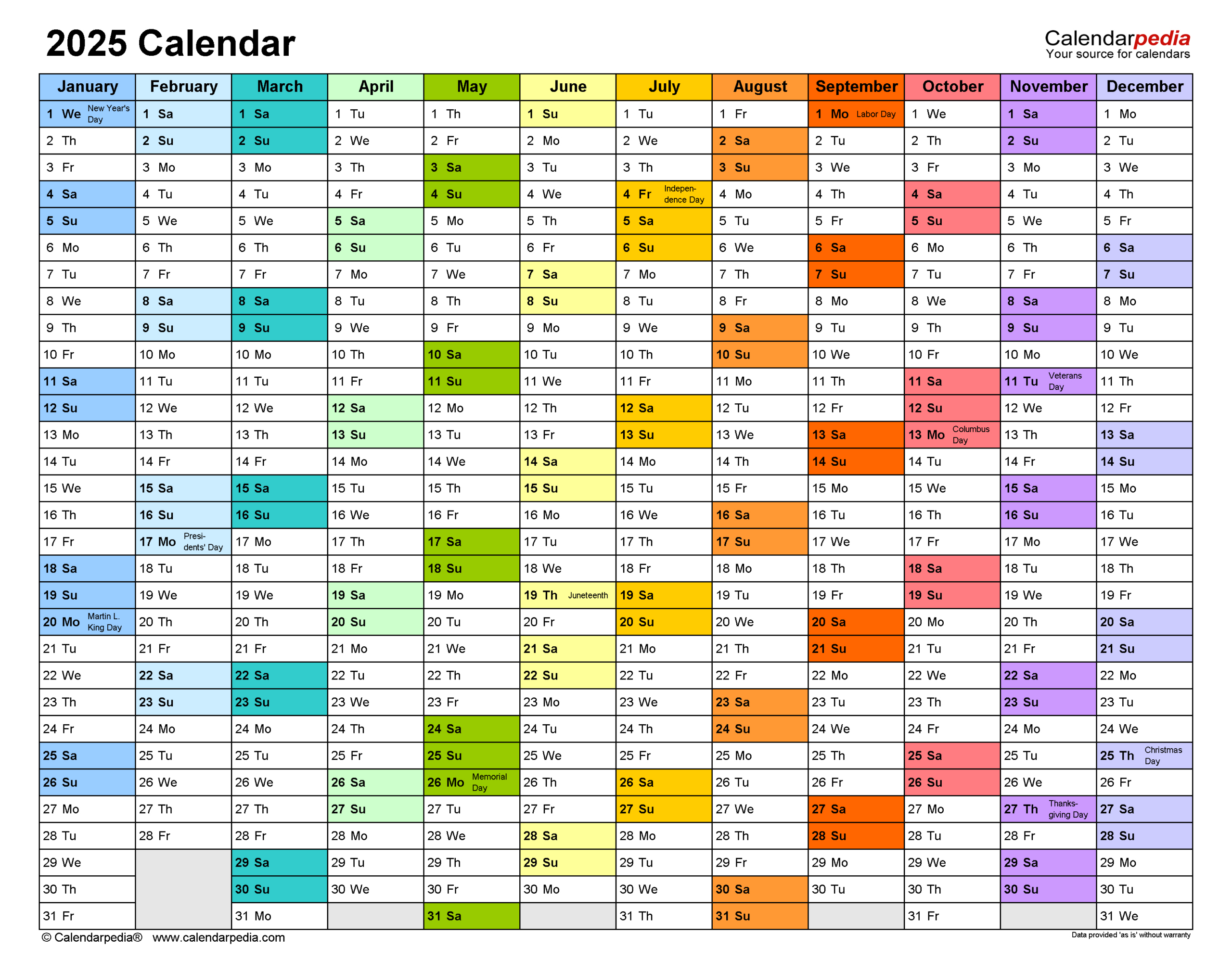 2025 Calendar - Free Printable Pdf Templates - Calendarpedia | 2025 Calendar Printable Calendarpedia